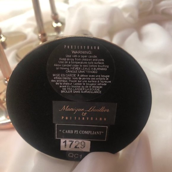 Pottery Barn Set of 2 Gold Taper Candle sticks - Picture 2 of 3